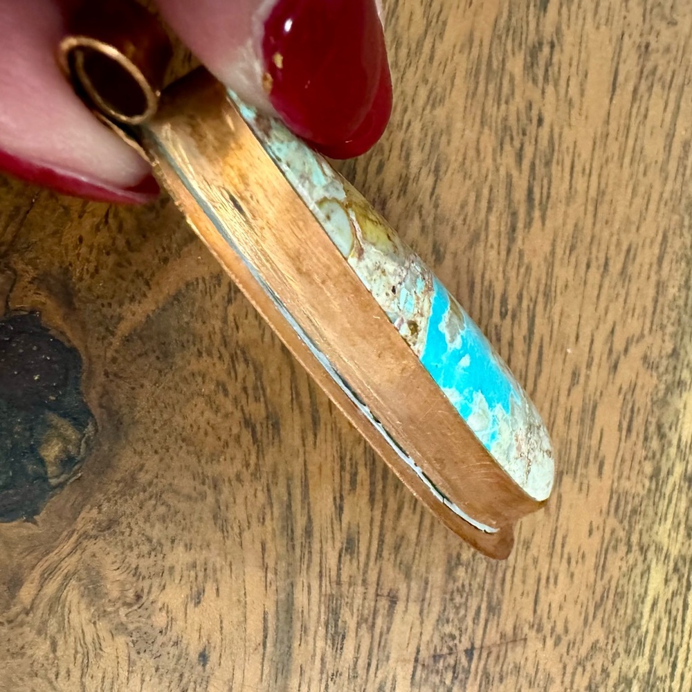 Handcrafted Turquoise And Copper Statement Piece … - image 3